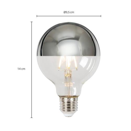 E27 3.8W LED-peililamppu G95, 2700K hopea E27 3.8W LED-peililamppu G95...