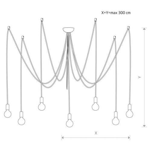 Spider-riippuvalo, valkoinen, 7-lamppuinen