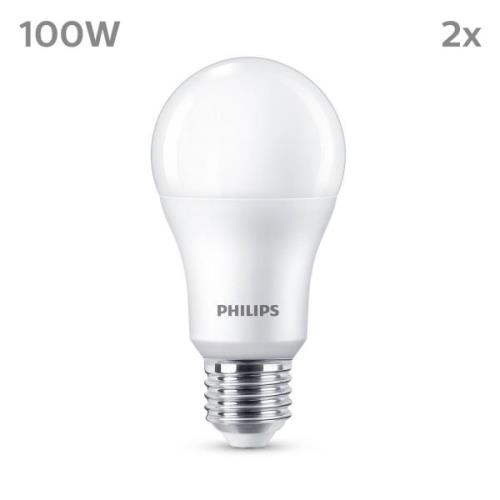 Philips-LED-lamppu E27 13W 1521lm 2700K matta 2kpl