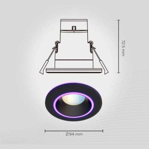 Calex Smart Halo upotettava alasvalo CCT RGB mustana