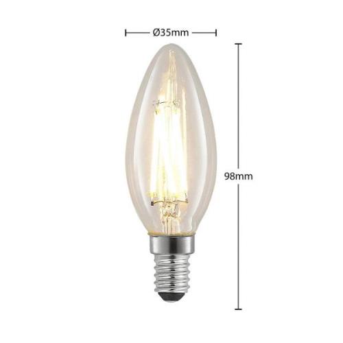 LED-filamenttilamppu E14 4W 827 kynttilä him., 3x