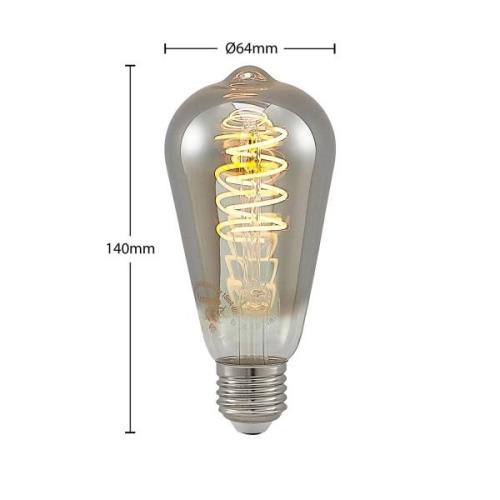 Lucande LED E27 ST64 4W 1800K himmen. titaani 5x