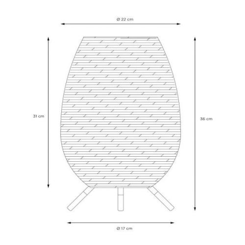 Colin LED-ulkopöytävalaisin, ladattava akku, 36 cm, luonnonvalo