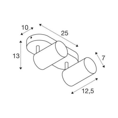 SLV Asto Tube -kattospotti GU10 2-lamppuinen musta