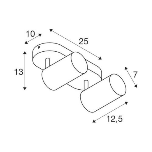 SLV Asto Tube -kattospotti GU10 2-lampp. valkoinen