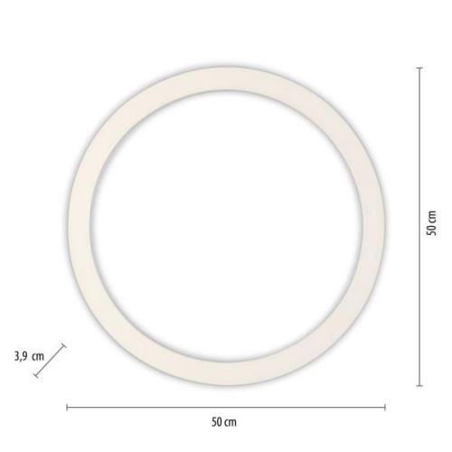 LED-kattovalaisin PURE Lines, Ø 50 cm, hopea, CCT, kaukosäädin