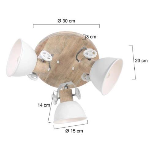 Kattospotti Gearwood 3-lamppuinen pyöreä valkoinen
