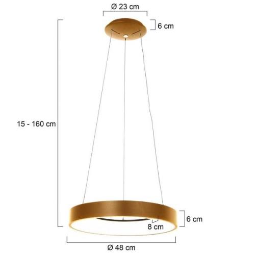 LED-riippuvalaisin Ringlede, Ø48 cm, kulta