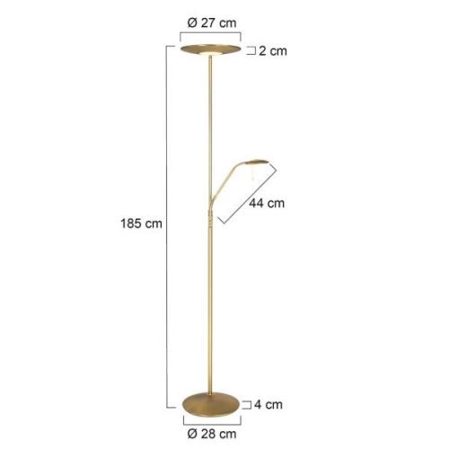 LED-lattiavalaisin Zodiac LED-lukuvalolla, messinki