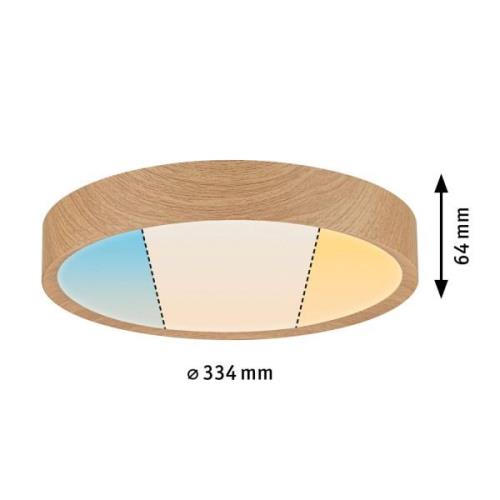 Paulmann Tega -LED-kattovalaisin IP44 CCT, puu