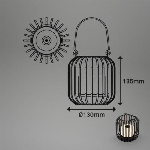 LED-akkupöytävalaisin 7279 IP44, metallikori musta