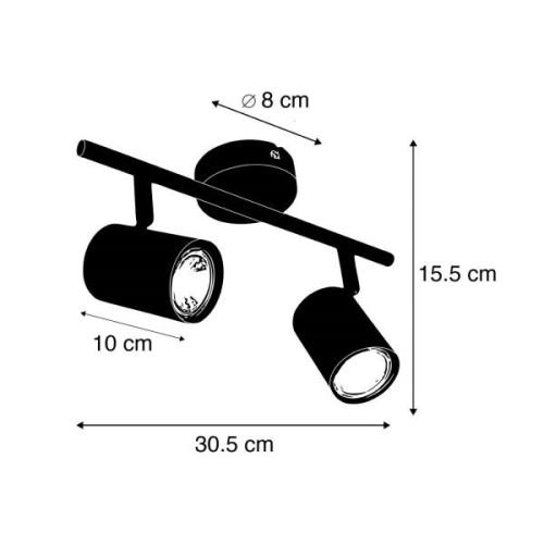 Kattokohdevalo Jeana, 2-lamppuinen, musta