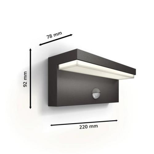 Philips LED-ulkoseinävalaisin Bustan UE, anturi, 4000 K