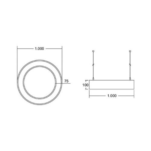 BRUMBERG Biro Circle Ring suoraan päälle/pois 100cm musta 3000 K