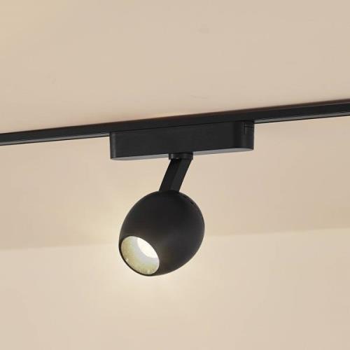 Lindby LED-valonheitin 48 V Lumaro, musta, Ø 6,2 cm, PC, himmennettävä