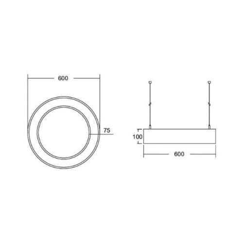 BRUMBERG Biro Circle Ring10 suora Ø 60 cm DALI musta 830