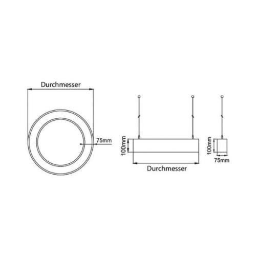 BRUMBERG Biro Circle Ring10 ylös/alas Ø60cm on/off musta 830