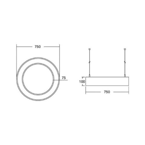 BRUMBERG Biro Circle Ring10 suora Ø 75 cm DALI musta 830