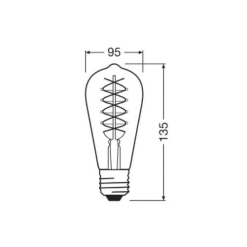 OSRAM LED Vintage 1906 Edison, kultainen, E27, 4,8 W, 822, dim.