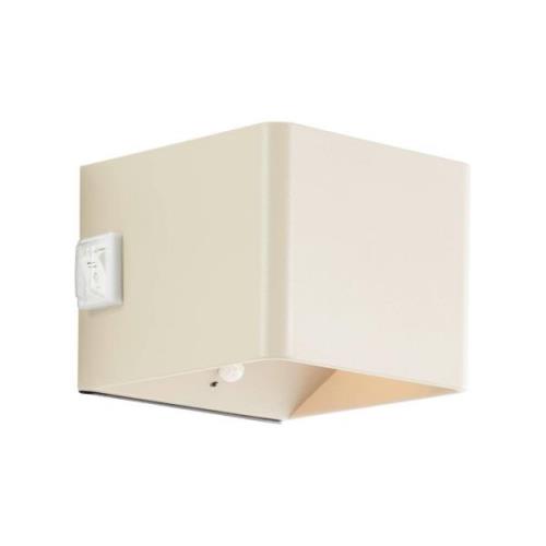 LED-ladattava ulkoseinävalaisin Iseo, beige, leveys 10 cm, anturi