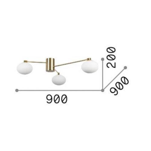 Ideal Lux Hermes kattovalaisin, valkoinen, 90 cm, 3-valo, lasi