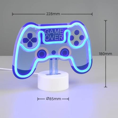 Control LED-pöytävalaisin, sininen, leveys 22,8 cm, muovia