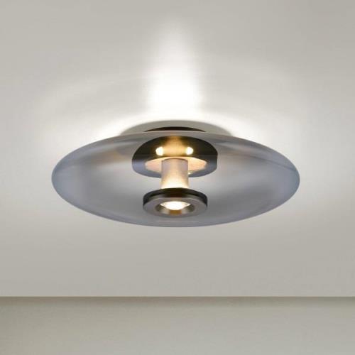 PURE Vitrum LED-kattovalaisin, harmaa, lasi/alumiini, Ø 45 cm