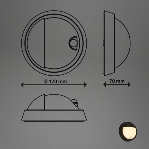 LED ladattava ulkoseinävalaisin 3785015 musta liiketunnistin 17cm