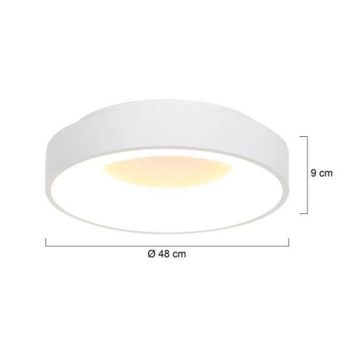 Ringlede LED-kattovalaisin, 2700 K, Ø 48 cm, valkoinen, metallia