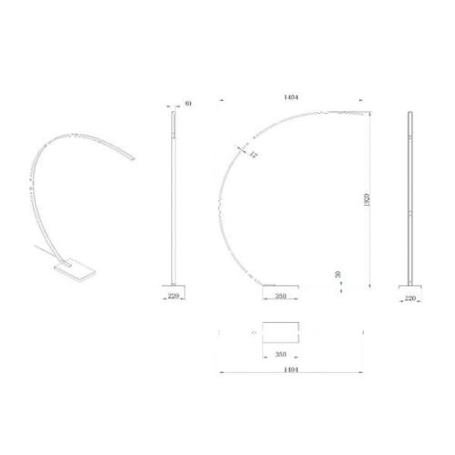 Curve LED-kaarivalaisin, matta kulta, 2700 K, korkeus 192, himmennettä...