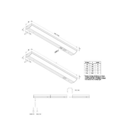 ModuLite F LED-kaappivalaisin, musta, 45 cm, 3 000 K, alumiini