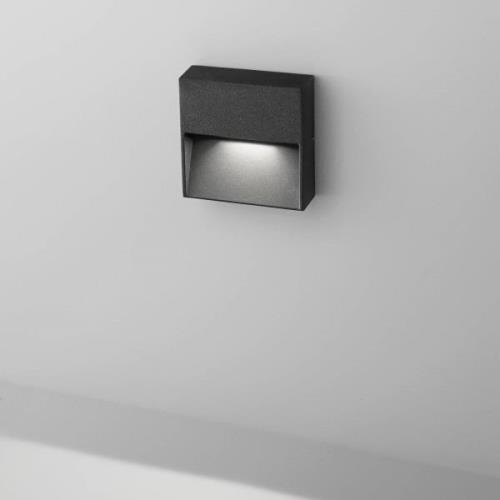 Egger LED-ulkoseinävalaisin Vigo Q musta 11x11 cm alumiini 3000 K