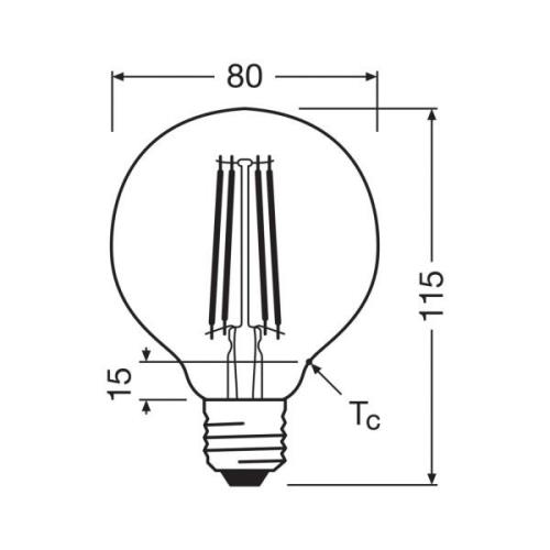 OSRAM LED-lamppu Globe G80 E27 2.2W hehkulanka 2,700K