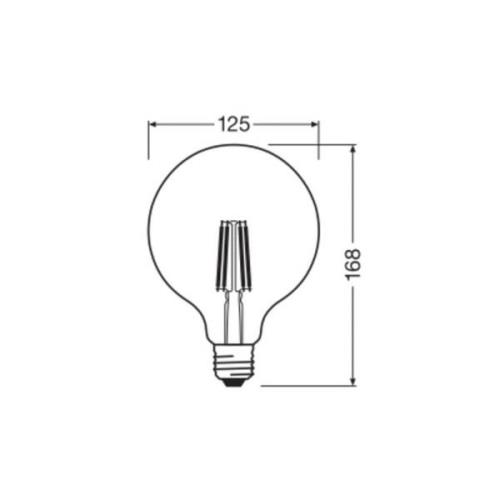 OSRAM LED-lamppu Globe G125 E27 7.2W hehkulanka 2,700K