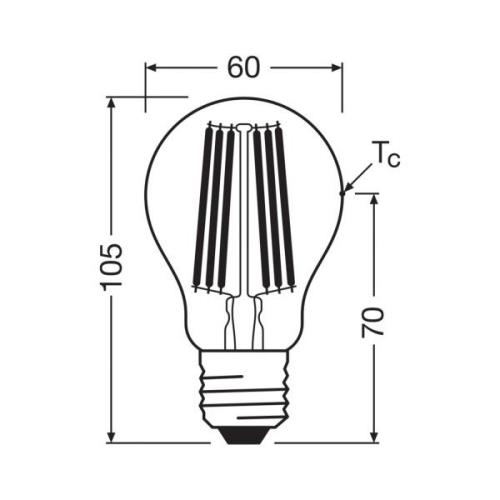 OSRAM LED-lamppu E27 7,2W hehkulanka 4,000K 1521lm 2-pakkaus