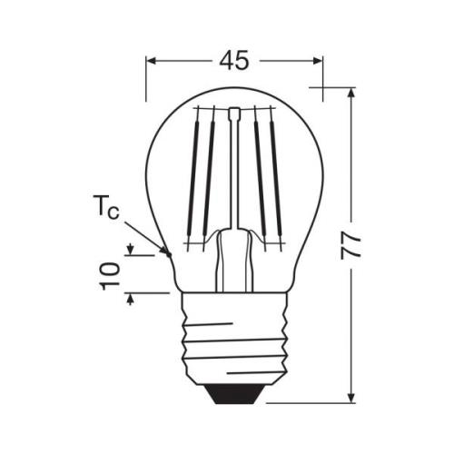 OSRAM LED-lamppu pudotus E27 1.2W hehkulanka 2700K 255lm