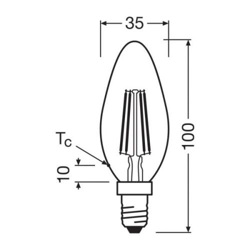 OSRAM LED-lamppu kynttilän hehkulanka E14 1.2W 2700K 255lm