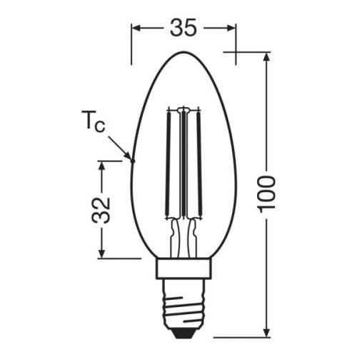 OSRAM LED-kynttilähehkulamppu E14 2,2W 2700K 470lm 2-pack 2-pack