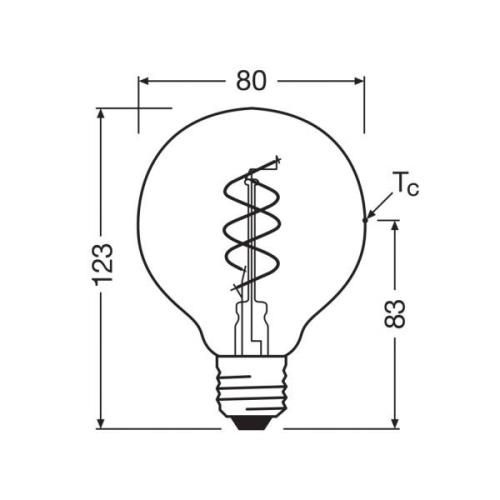 OSRAM LED Vintage G80 E27 4,9W 922 Spiral Filament kultainen himmennet...