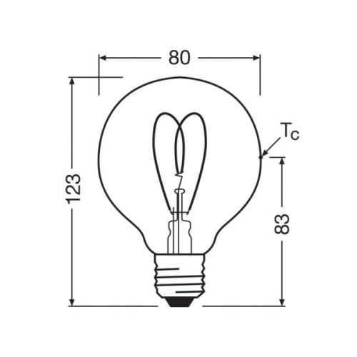 OSRAM LED Vintage G80 E27 4,9W 922 sydän hehkulamppu kultainen himmeä