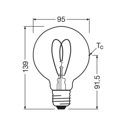 OSRAM LED Vintage G95 E27 7,2W 927 Sydän hehkulamppu kirkas himmeä