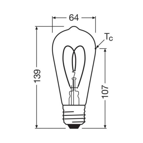 OSRAM LED Vintage ST64 E27 7,2W 927 Sydän hehkulamppu kirkas himmeä