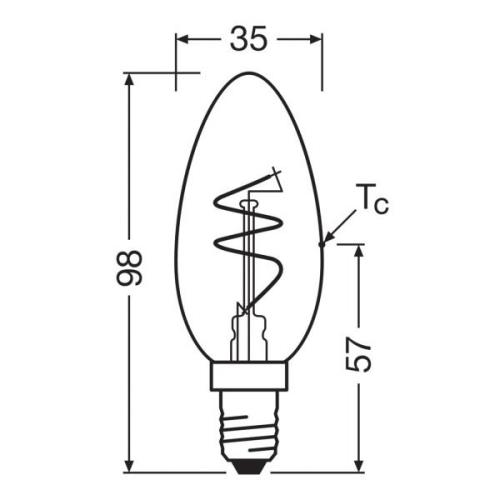 OSRAM LED Vintage B28 E14 4,6W 927 kierrehehkulanka kirkas himmeä