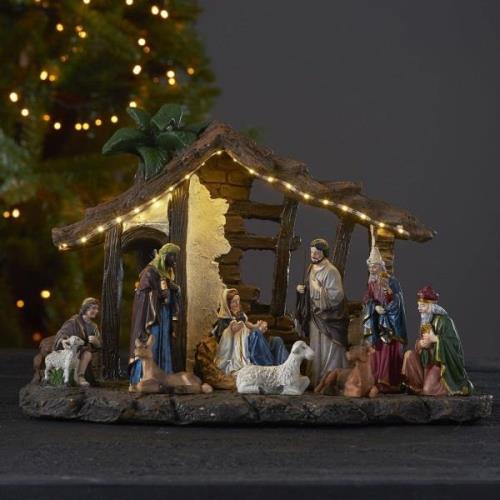 Nativity-LED-koristevalo, paristokäyttöinen 37 cm