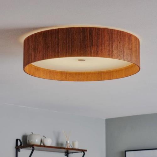 LED-kattovalaisin LARAwood L, pähkinäpuu, Ø 55 cm