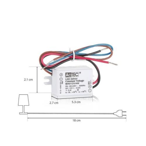 AcTEC Mini -LED-muuntaja CV 12V, 4W, IP65