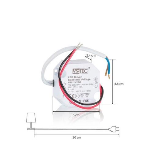 AcTEC Mini -LED-muuntaja CV 12V, 12W, IP65