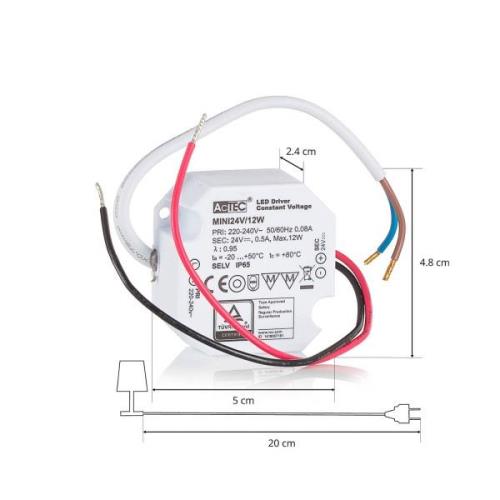 AcTEC Mini -LED-muuntaja CV 24V, 12W, IP65