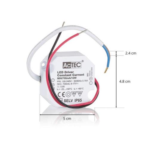 AcTEC Mini -LED-muuntaja CC 700mA, 12W, IP65