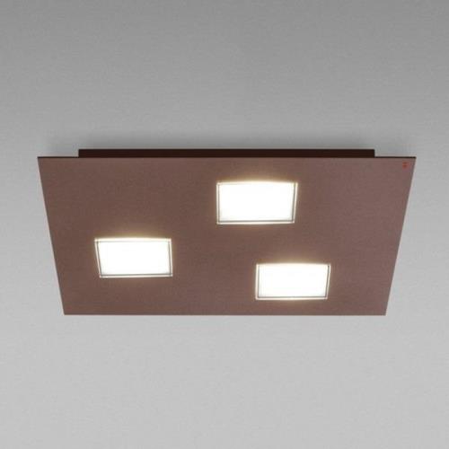 Fabbian Quarter -LED-kattovalaisin 3-lamp. ruskea